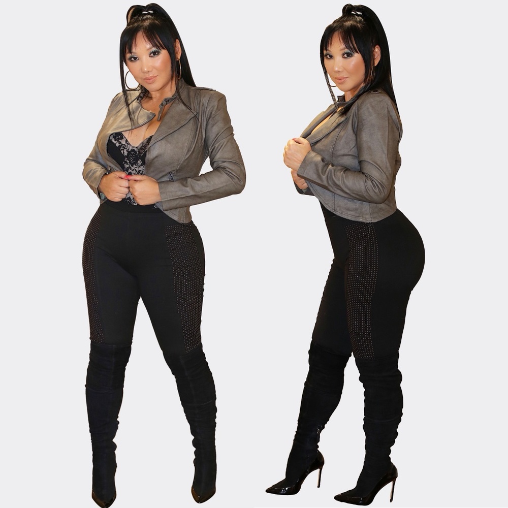 Entry  Long Sleeve Faux Leather Motor Jacket